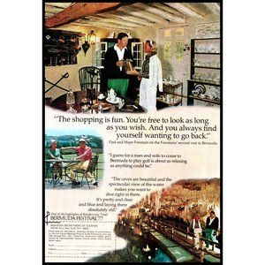 1976 Bermuda Festival '77 Vintage Print Ad Travel Guide Vacation Caves Wall Art